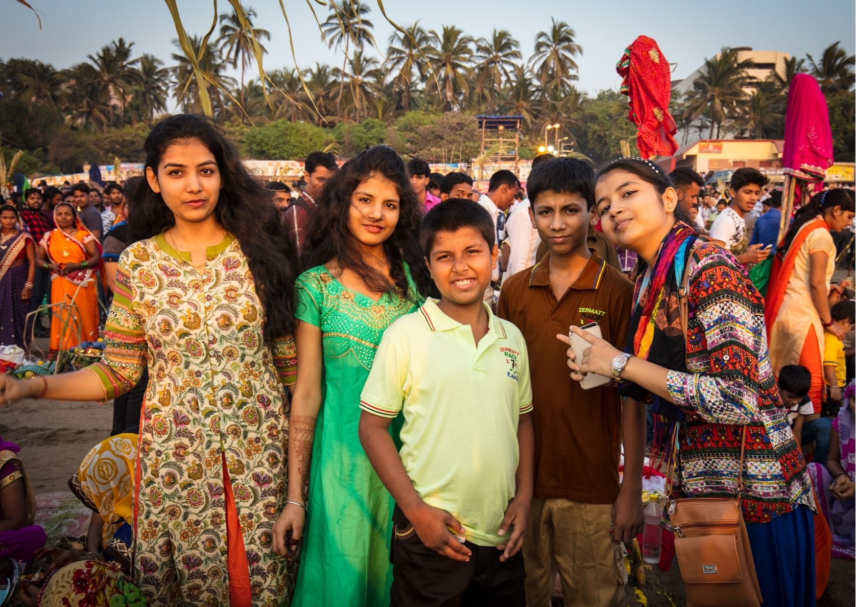 children enjoying chhath puja