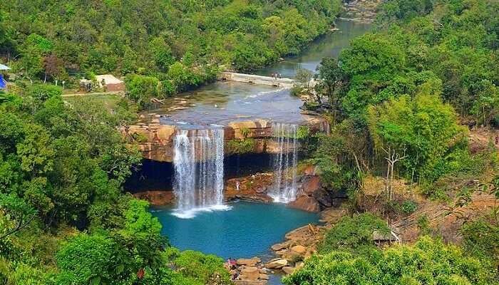 Spectacular View of Waterfalls, Shillong Hill station to visit in Indian monsoon